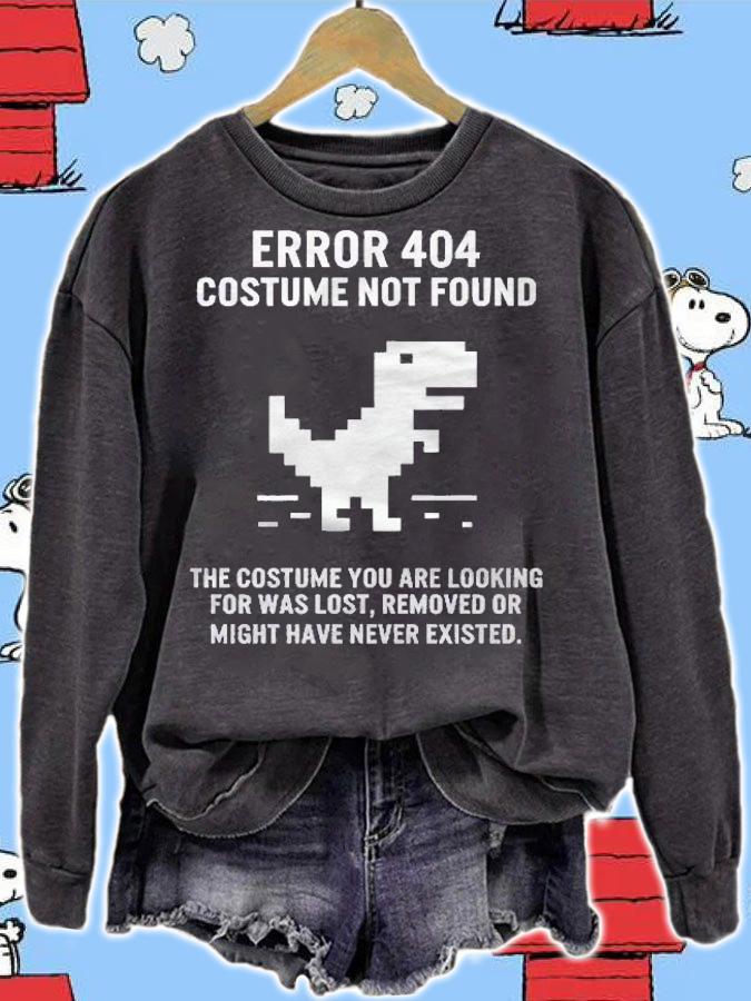 Halloween Error 404 Costume Not Found Lost Removed Never Existed Funny Dinosaur Gift For Computer Game Shirt sweatshirt