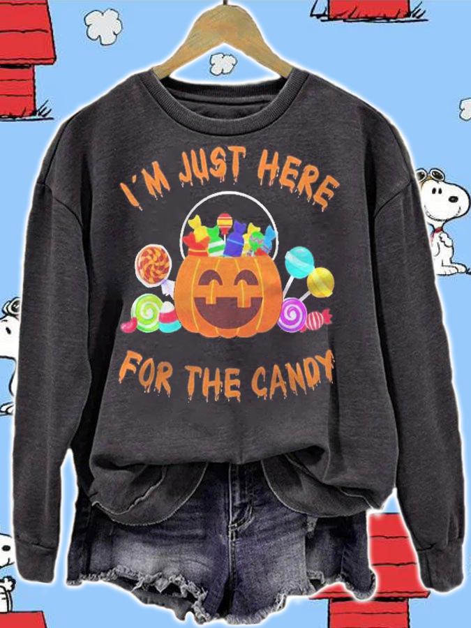 Im Just Here For The Candy Lollipop Sweets Halloween Shirt sweatshirt