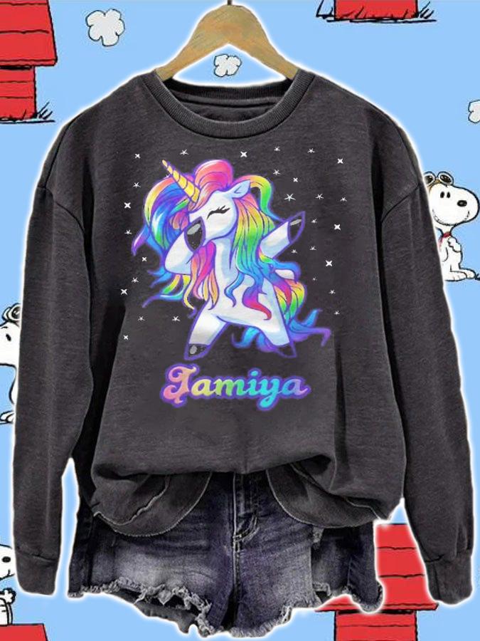 Jamiya Name Personalized Custom Rainbow Unicorn Dabbing Shirt sweatshirt