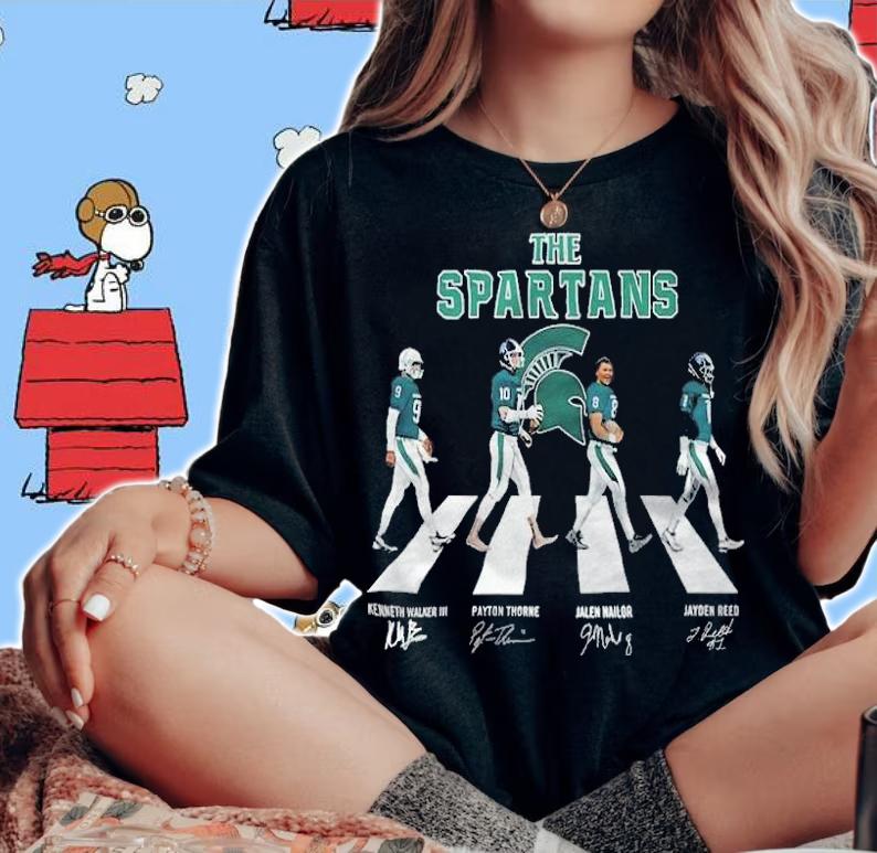 Michigan State Spartans Football Team Signatures Abbey Road Shirt woman shirt