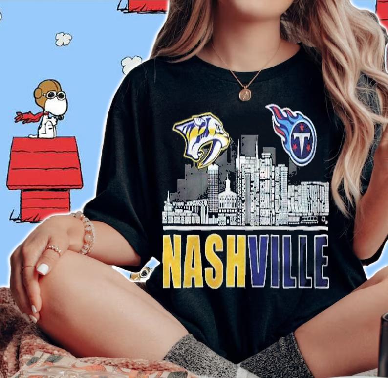 Nashville Predators and Tennessee Titans shirt woman shirt