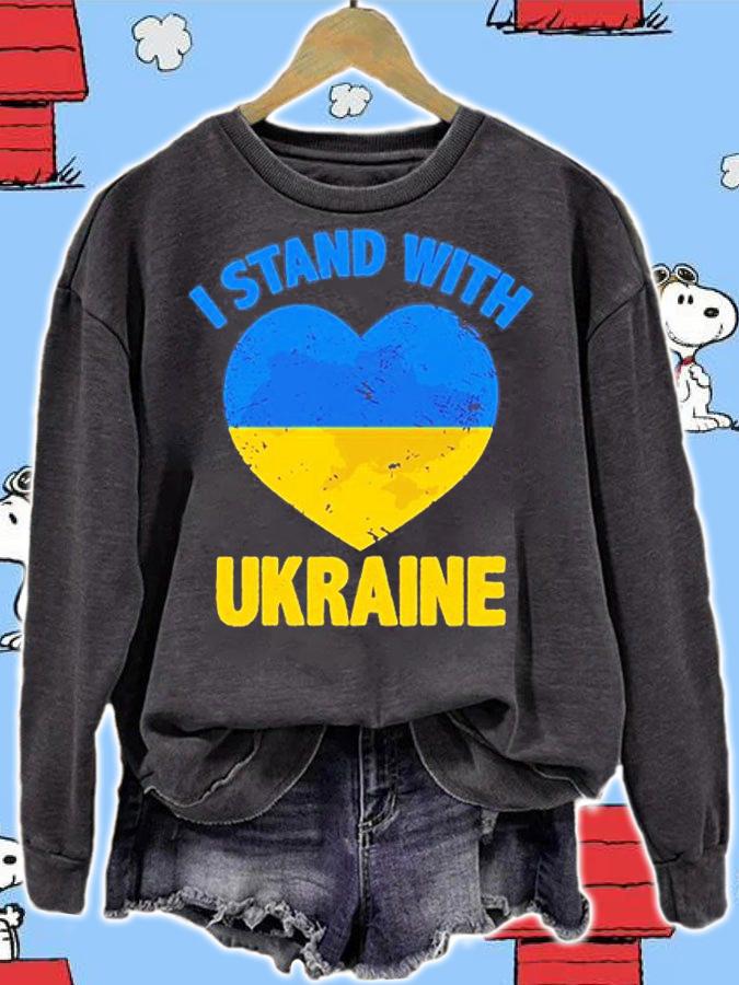 Support Ukrainian Flag I Stand With Ukraine Map Heart Pullover T-Shirt sweatshirt