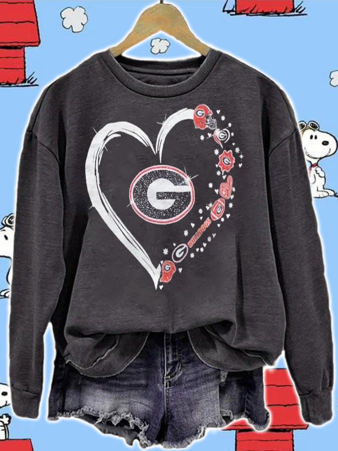 The Bulldogs Football Team Love Heart Shirt sweatshirt