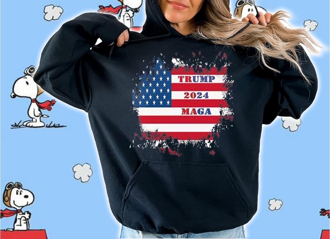 TRUMP 2024 MAGA USA Flag T-Shirt hoodie