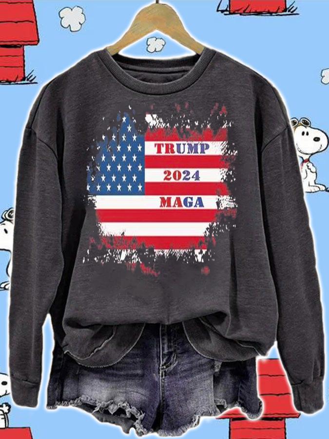 TRUMP 2024 MAGA USA Flag T-Shirt sweatshirt