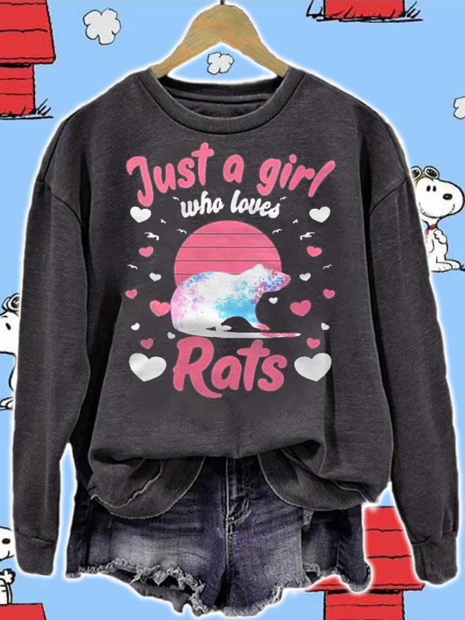 Womens Just A Girl Who Love Rats Crazy Rat Lady Love Rats Pet Shirt sweatshirt