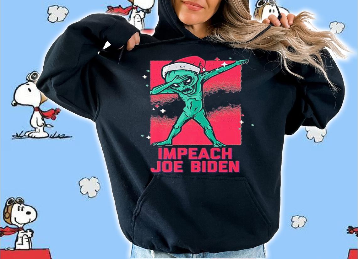 Funny Alien UFO Dabbing Impeach Biden Santa Conservative T-Shirt hoodie