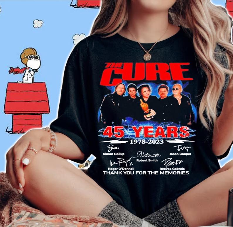 The Cure 45 Years 1978-2023 Signatures Thank You For The Memories Shirt woman shirt