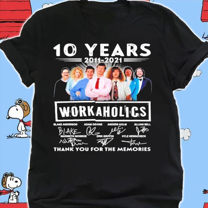 10 years 2011 2021 Workaholics Signatures Thank You For The Memories t-shirt shirt