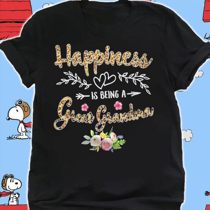 Happiness Is Being A Great Grandma Ever Women Leopard Print Shirt