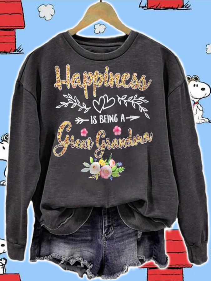 Happiness Is Being A Great Grandma Ever Women Leopard Print Shirt
