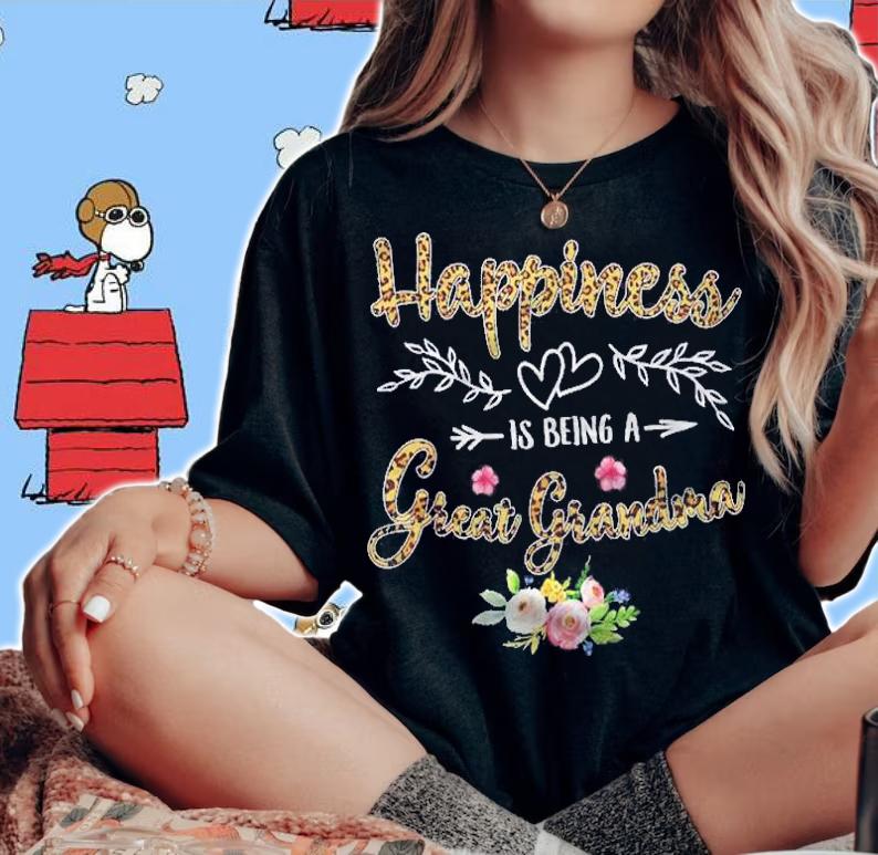 Happiness Is Being A Great Grandma Ever Women Leopard Print Shirt