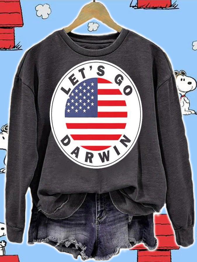Let's Go Darwin US Flag Trendy Design T-Shirt