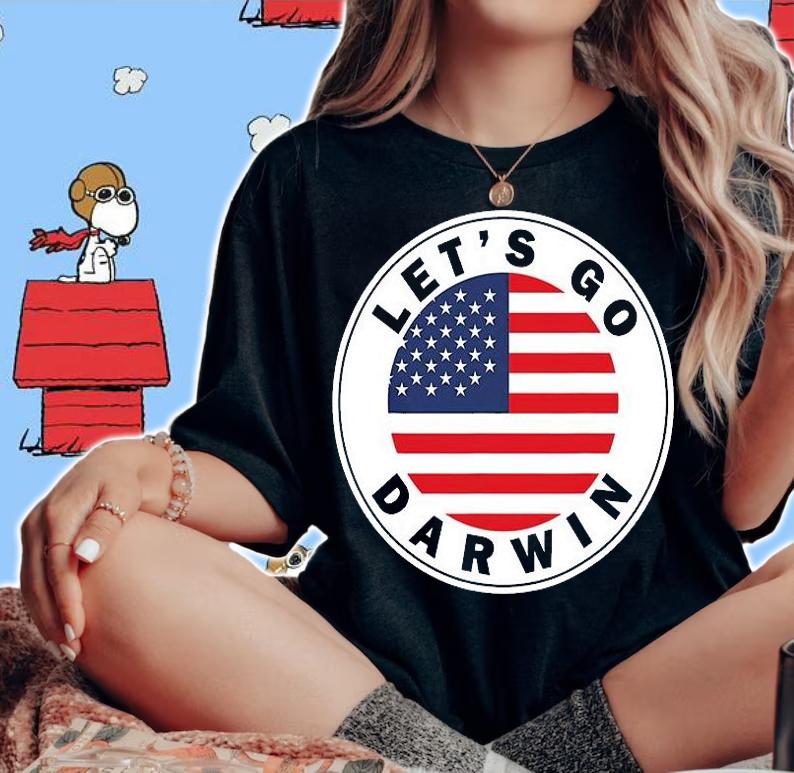 Let's Go Darwin US Flag Trendy Design T-Shirt