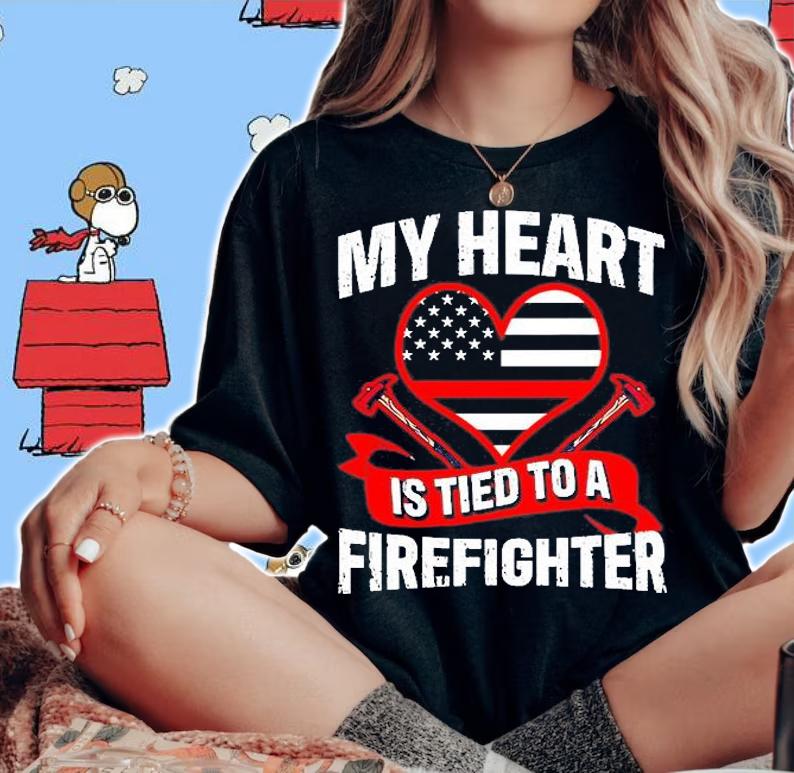 My Heart Is Tied To A Firefighter T-Shirt woman shirt