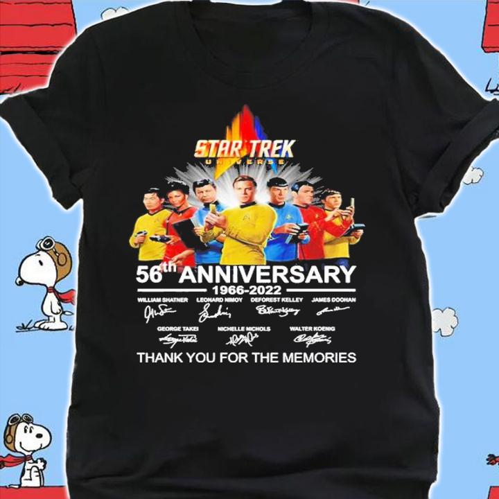 Star Trek Universe 56th Anniversary 1966-2022 Signatures Thank You For The Memories Shirt