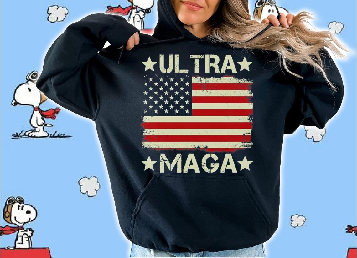 Ultra Maga Proud Ultra Maga Vintage American Flag Anti Biden T-Shirt hoodie