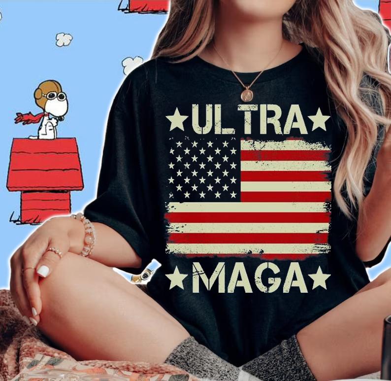 Ultra Maga Proud Ultra Maga Vintage American Flag Anti Biden T-Shirt woman shirt