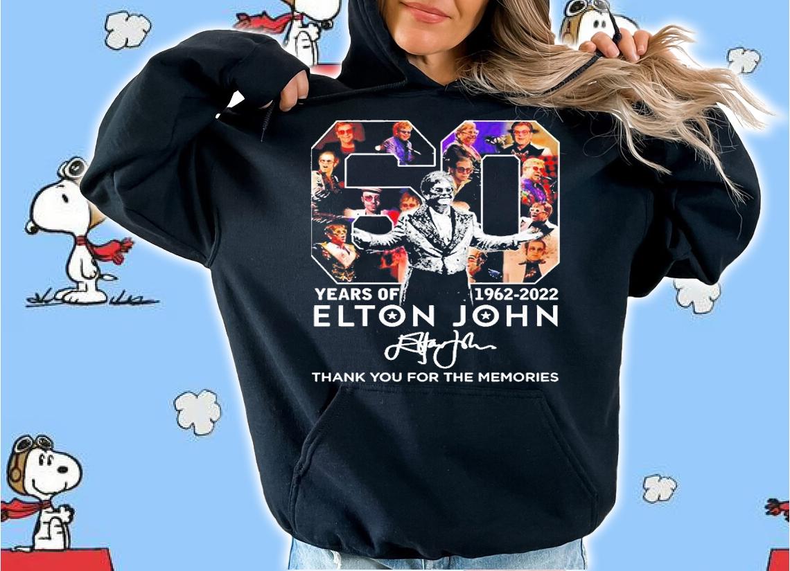 Elton John 60 Years Of 1962 2022 Thank You For The Memories Signature T-Shirt