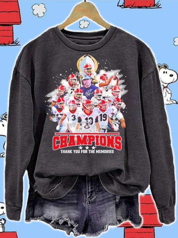 Georgia Bulldogs 2022 CFP National Champions Signatures Thank You For The Memories Shirt sweatshirt
