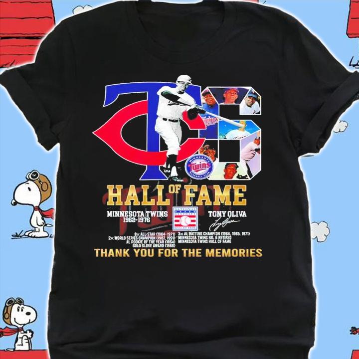 Haall Of Fame Minnesota Twins 1962-1976 Tony Oliva Signatures Signatures Thank You For The Memories Shirt shirt