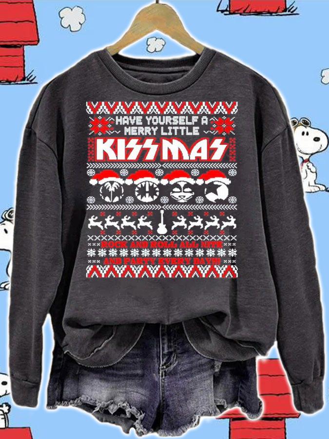 Have Yourself A Merry Little Kissmas Rock And Roll All Nite And Party Everyday Ugly Christmas Shirt sweatshirt