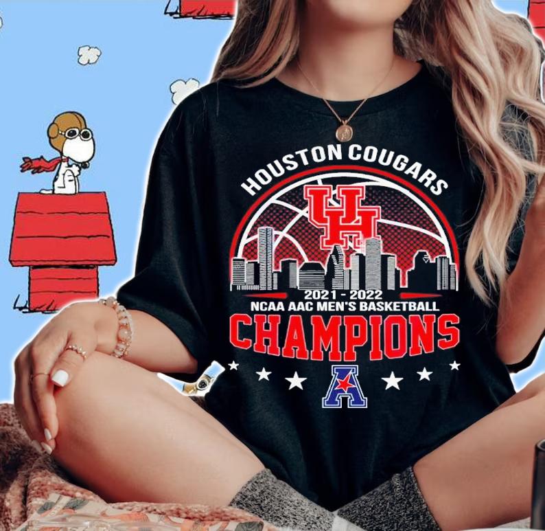 Houston Cougars 2021-2022 NCAA AAC Men's Basketball Champions Shirt woman shirt