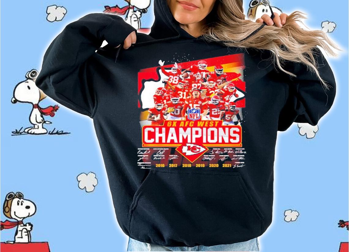 NFL 6X AFC West Champions Kansas City Chiefs 2021 Signatures Shirt