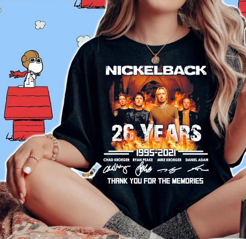 Nickelback 26 years 1995-2021 signatures shirt