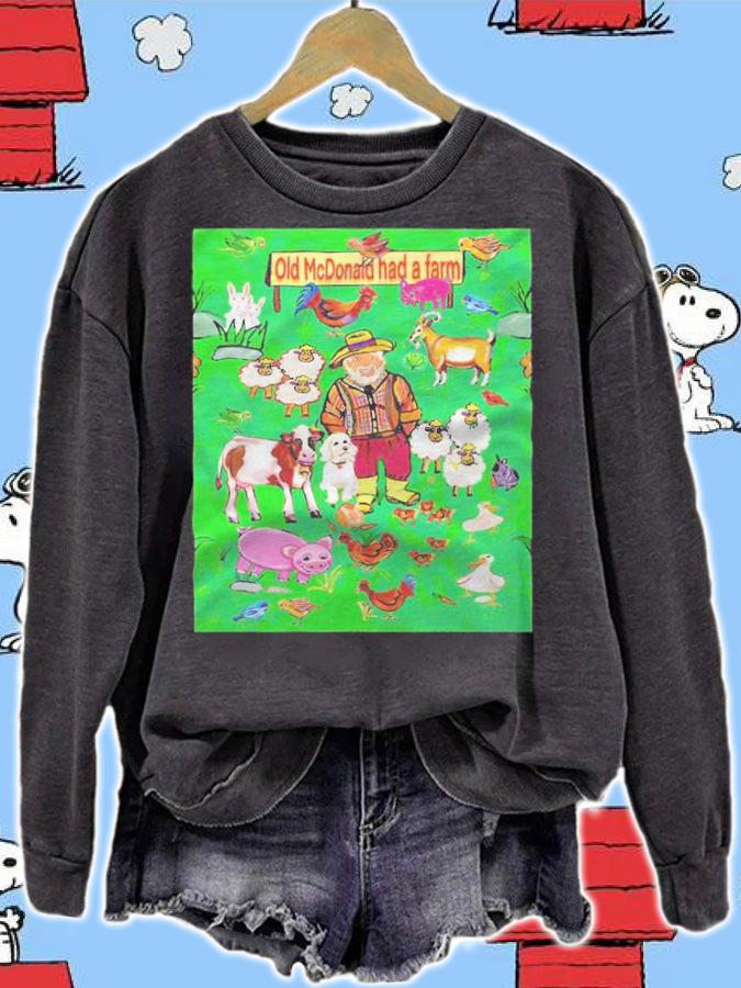 Old Macdonald had a farm and on that farm he had a goat rooster dog cow duck sheep T-shirt sweatshirt