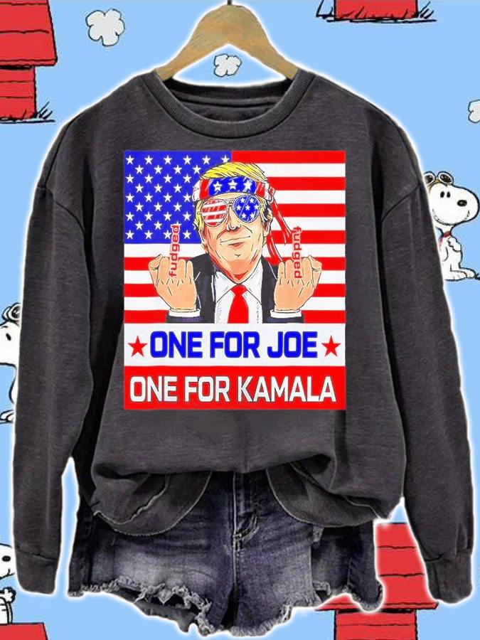 One For Joe One For Kamala Trump American Flag T-Shirt