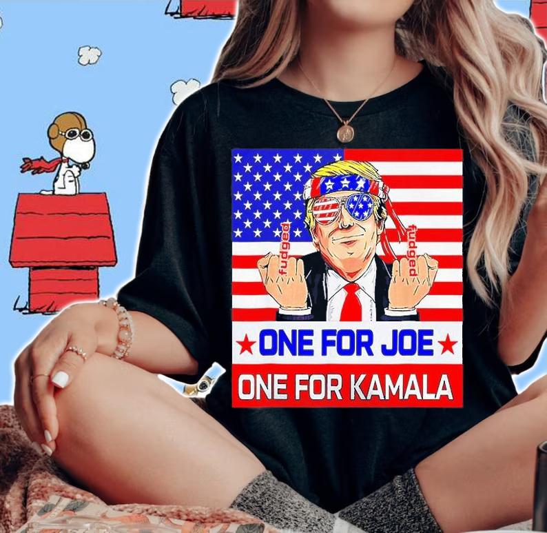 One For Joe One For Kamala Trump American Flag T-Shirt