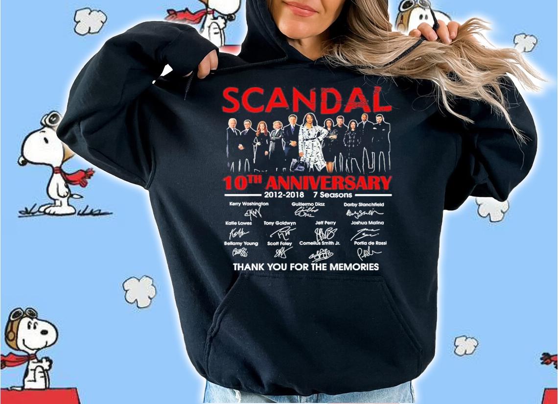 Scandal 10th Anniversary 2012-2018 7 Seasons Signatures Thank You For The Memories T-shirt