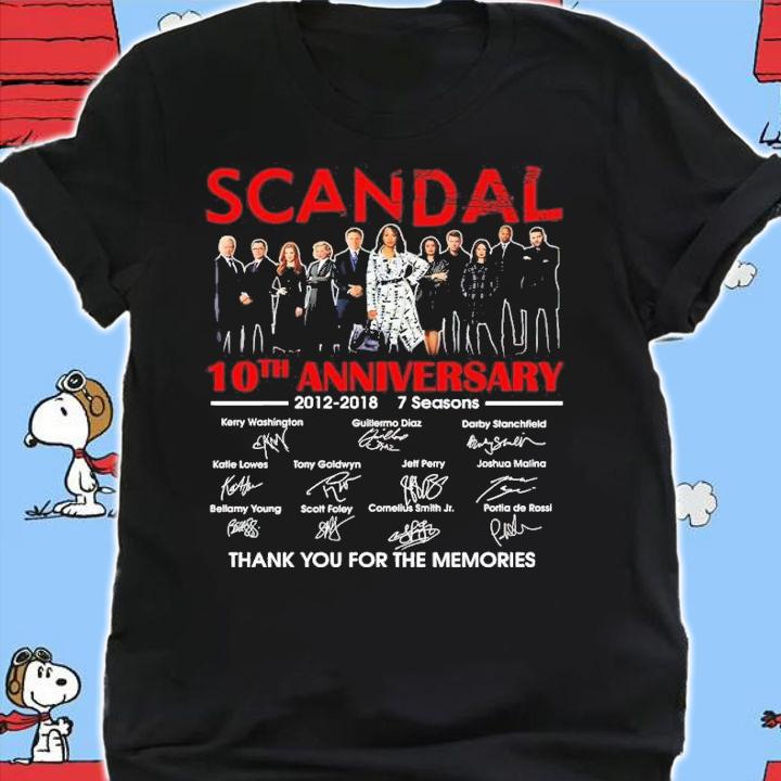 Scandal 10th Anniversary 2012-2018 7 Seasons Signatures Thank You For The Memories T-shirt