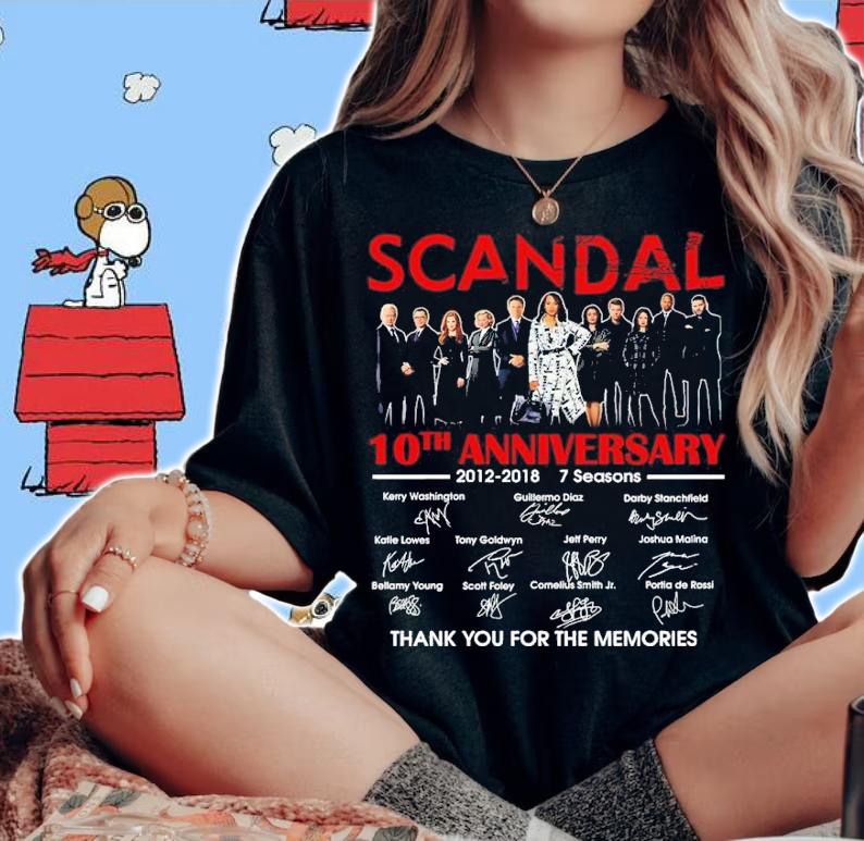 Scandal 10th Anniversary 2012-2018 7 Seasons Signatures Thank You For The Memories T-shirt