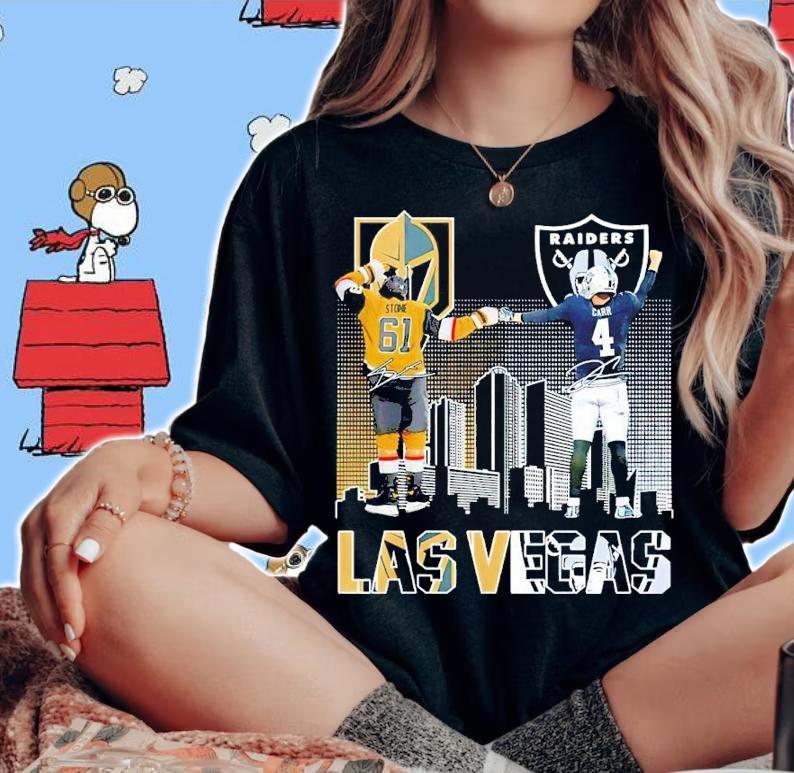 Vegas Golden Knights Stone vs Las Vegas Raiders Carr signatures shirt woman shirt