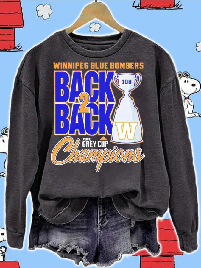 Winnipeg Blue Bombers Back 2 Back Couple Grey Cup Champions 2021 Shirt