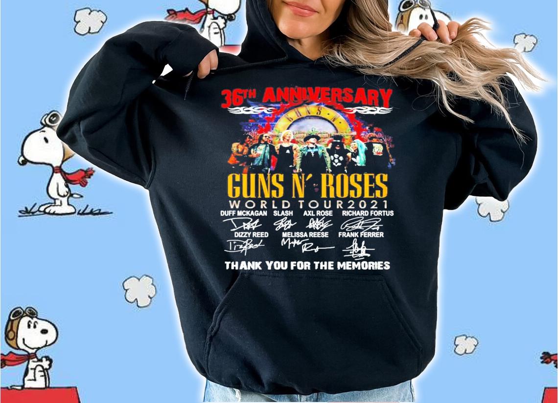 36th anniversary Guns N Roses World Tour 2021 signatures shirt hoodie