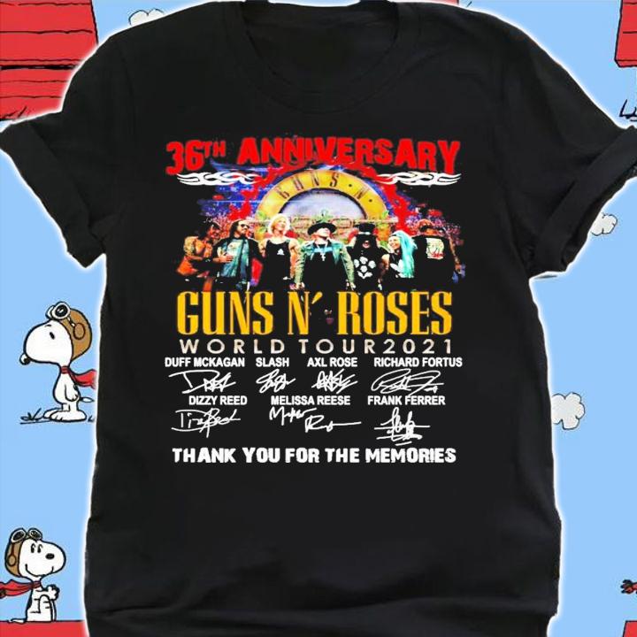 36th anniversary Guns N Roses World Tour 2021 signatures shirt shirt