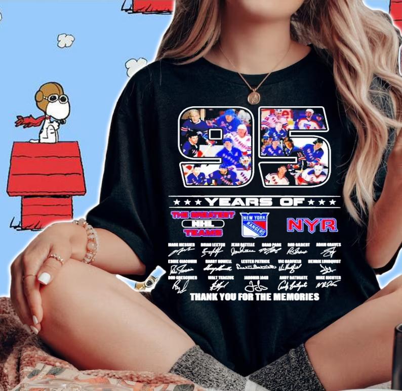 95 years of The Greatest NHL teams New York Rangers t-shirt woman shirt