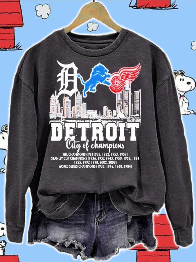 Detroit Tigers Detroit Lions Detroi Red Wings Detroit City Of Champions 2022 T-Shirt sweatshirt