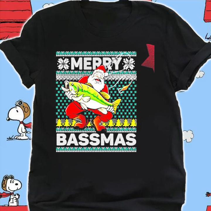 Merry Bassmas fish Santa ugly Christmas shirt, sweater