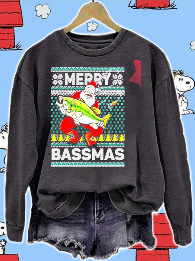 Merry Bassmas fish Santa ugly Christmas shirt, sweater