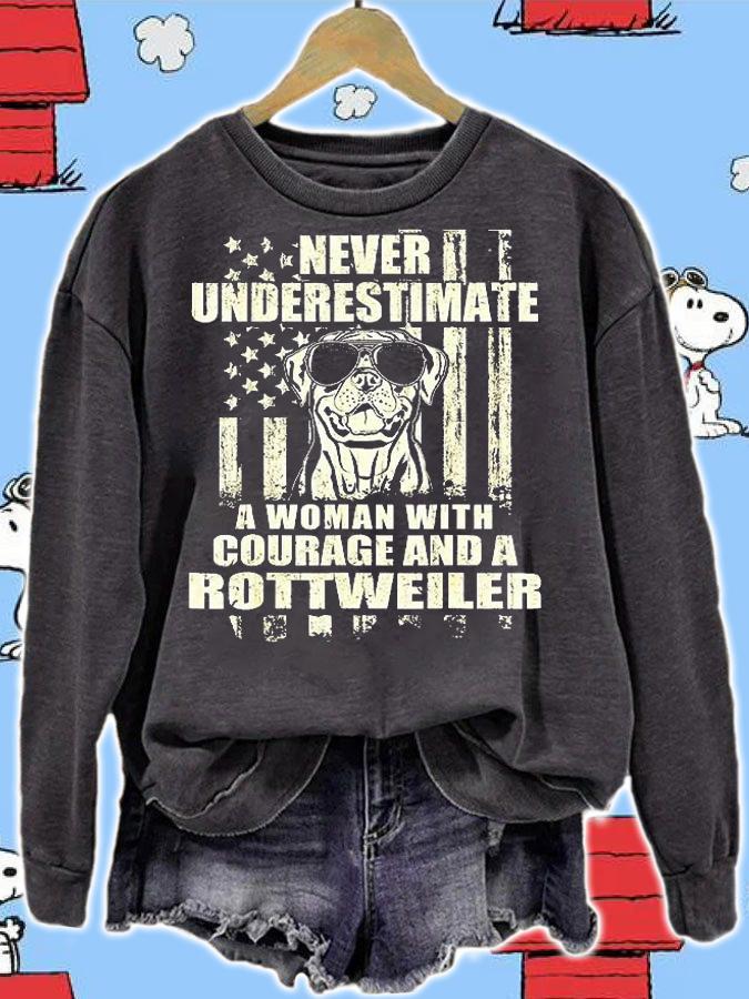 Never Underestimate Woman And A Rottweiler Usa Flag T-Shirt sweatshirt