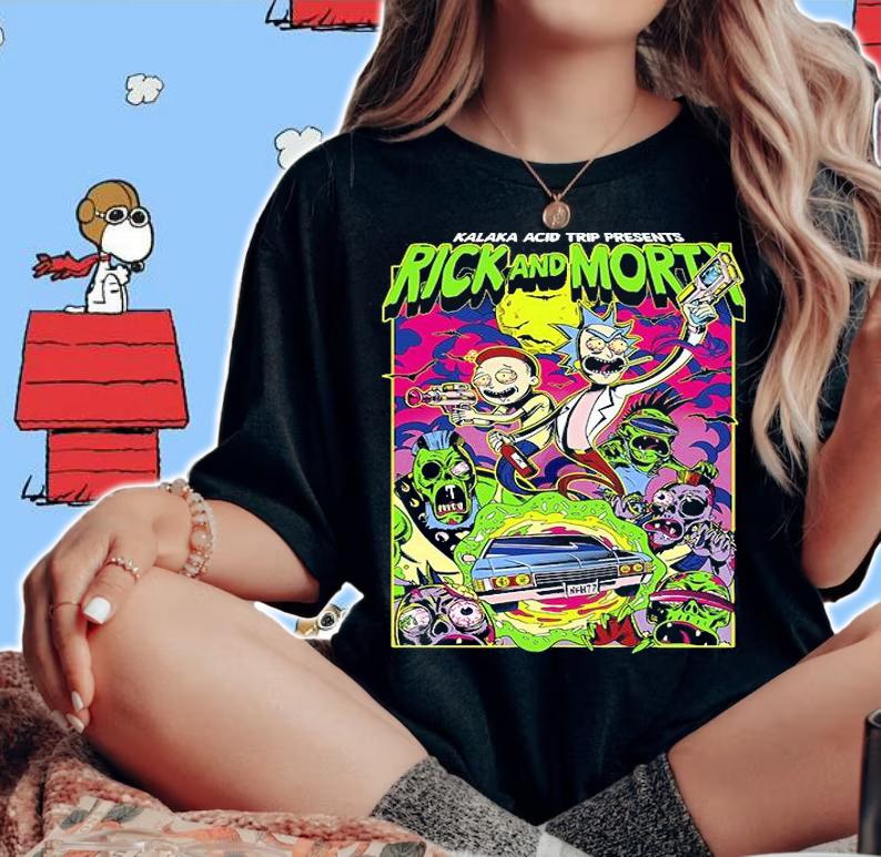 Official rick and Morty Kalaka acid trip presents shirt woman shirt