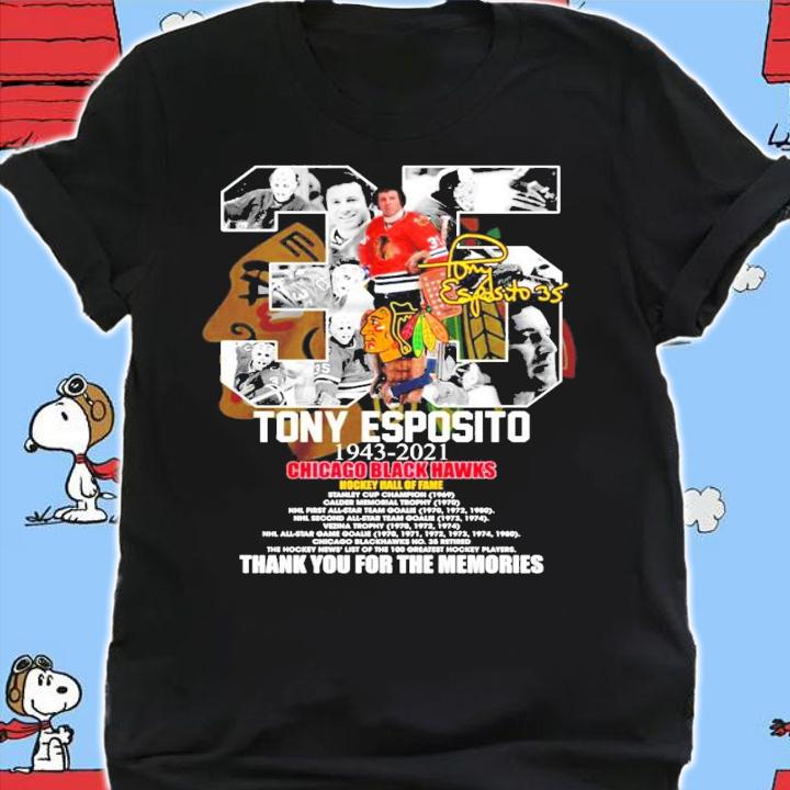 Tony Esposito 1943-2021 Chicago Blackhawks hockey hall of fame signature shirt shirt