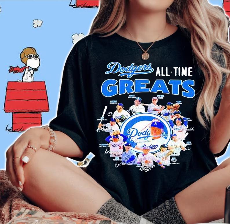 Los Angeles Dodgers All Time Greats signatures T-shirt