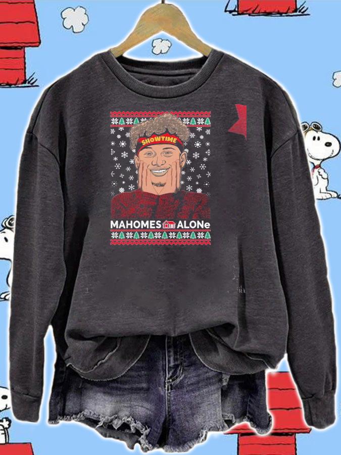 Patrick Mahomes Show Mahomes Alone Ugly Christmas Sweater.Jpg t-shirt sweatshirt