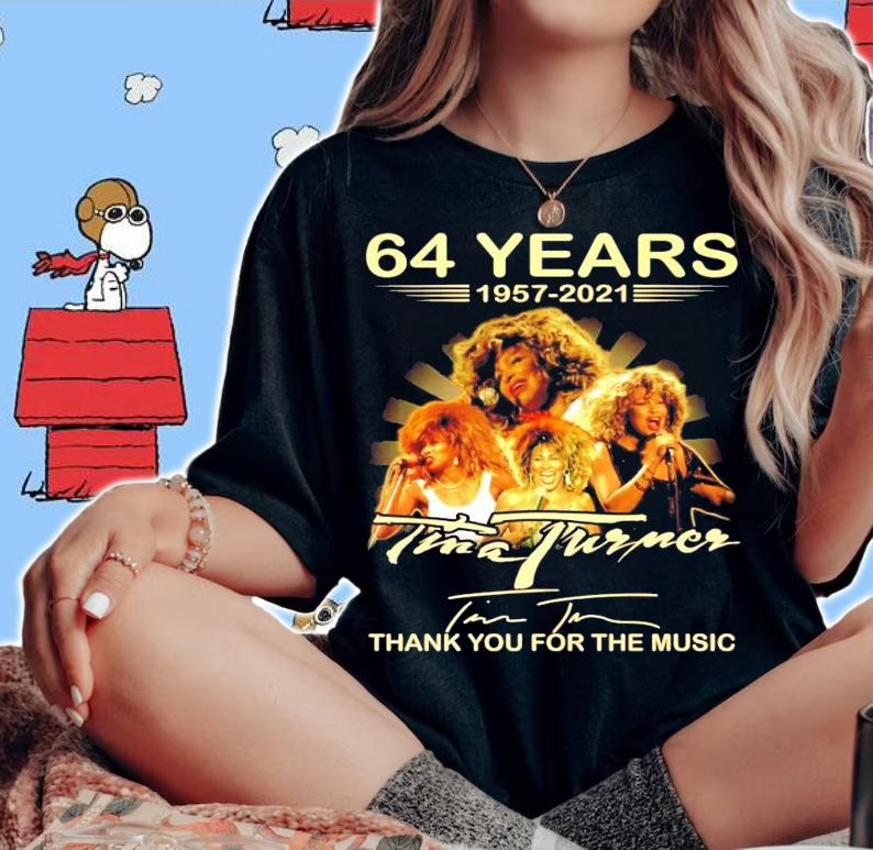 64 years 1957-2021 Tina Turner signature thank you for the memories shirt woman shirt