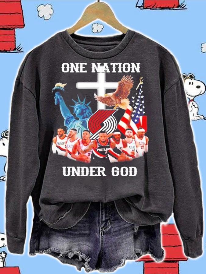 Portland Trail Blazers one nation under god shirt sweatshirt